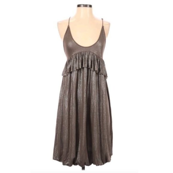 Stella McCartney Bronze Metallic Bubble Hem Dress 4 - Picture 1 of 7